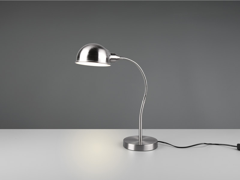 LED Schreibtischleuchte mit Flexarm in Silber matt, Höhe 46cm