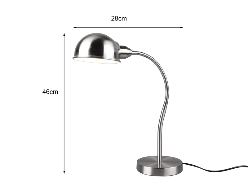 LED Schreibtischleuchte mit Flexarm in Silber matt, Höhe 46cm