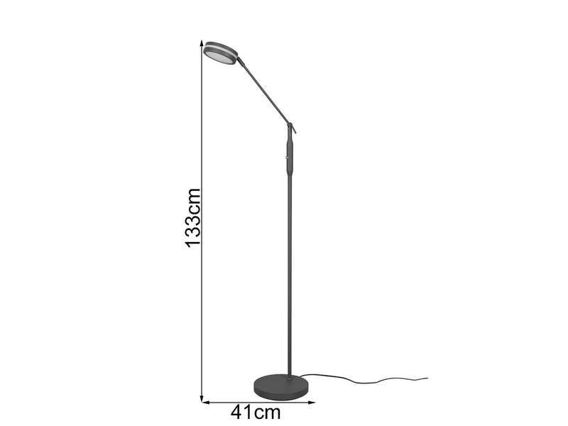 Dimmbare LED Stehleuchte FRANKLIN schwenkbar, Höhe 133cm, Anthrazit