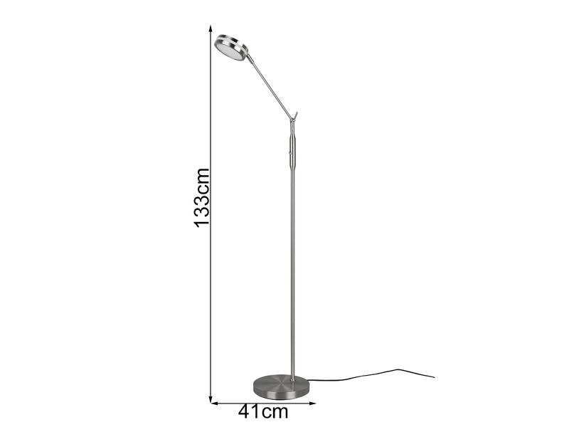 Dimmbare LED Stehleuchte FRANKLIN schwenkbar, Höhe 133cm, Silber