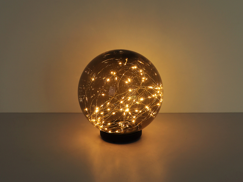 LED Solarkugel Garten - Leuchtkugel Ø 20cm mit Erdspieß, rauchfarbig