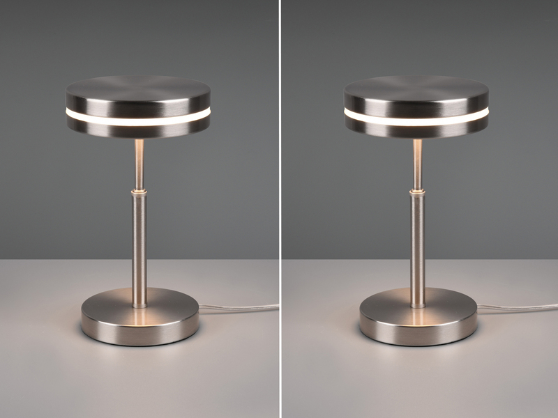 2-er Set kleine LED Tischleuchten rund, Silber, Höhe 25cm