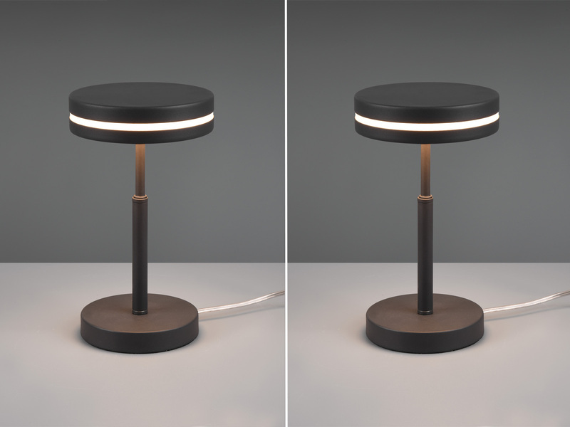 2-er Set kleine LED Tischleuchten rund, Anthrazit, Höhe 25cm
