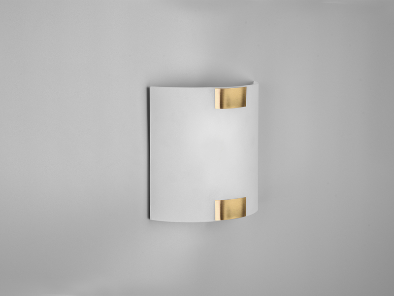Flache Wandleuchte PURA Glaslampenschirm Gold, Höhe 20cm