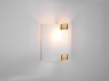 Flache Wandleuchte PURA Glaslampenschirm Gold, Höhe 20cm