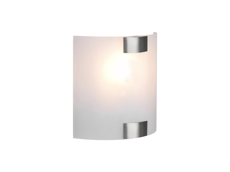 Flache Wandleuchte PURA Glaslampenschirm Silber, Höhe 20cm