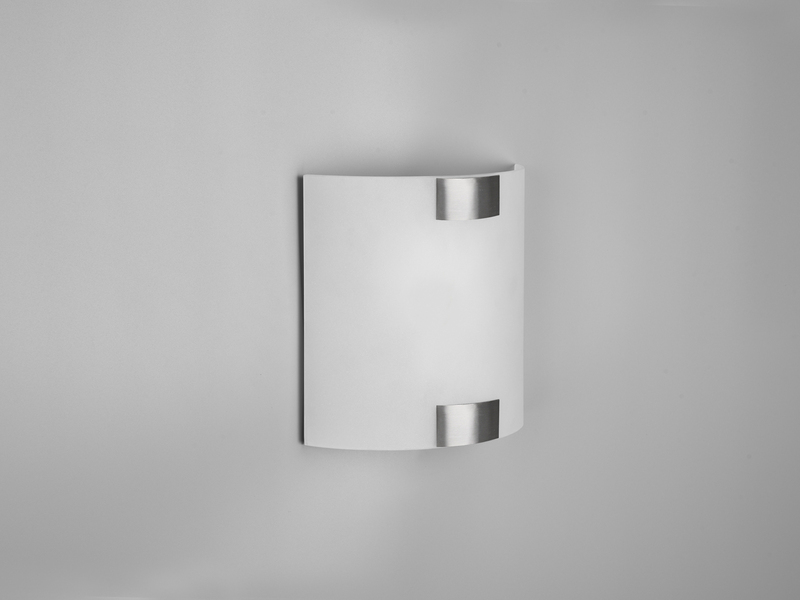 Flache Wandleuchte PURA Glaslampenschirm Silber, Höhe 20cm
