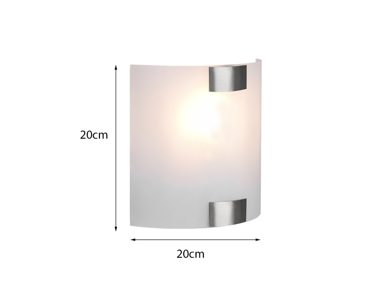 Flache Wandleuchte PURA Glaslampenschirm Silber, Höhe 20cm