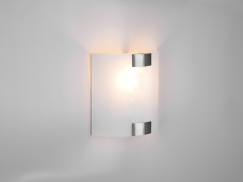 Flache Wandleuchte PURA Glaslampenschirm Silber, Höhe 20cm