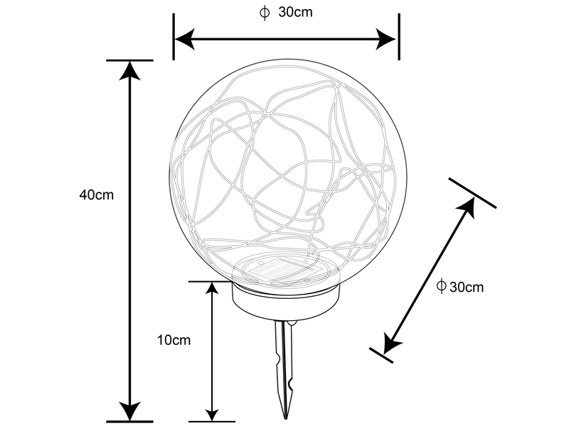 LED Solarkugeln 2er SET - Kugeln Ø 30cm mit Erdspieß, rauchfarbig