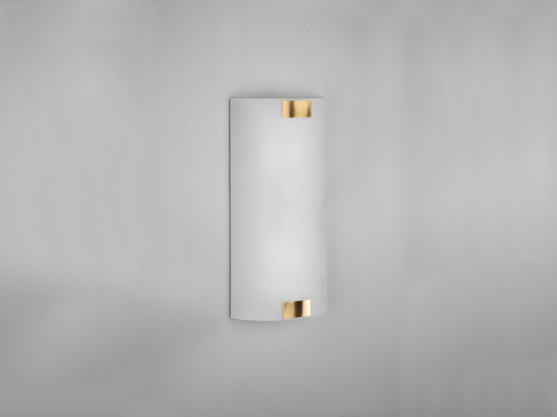 Flache Wandleuchte PURA Glaslampenschirm Gold, Höhe 40cm