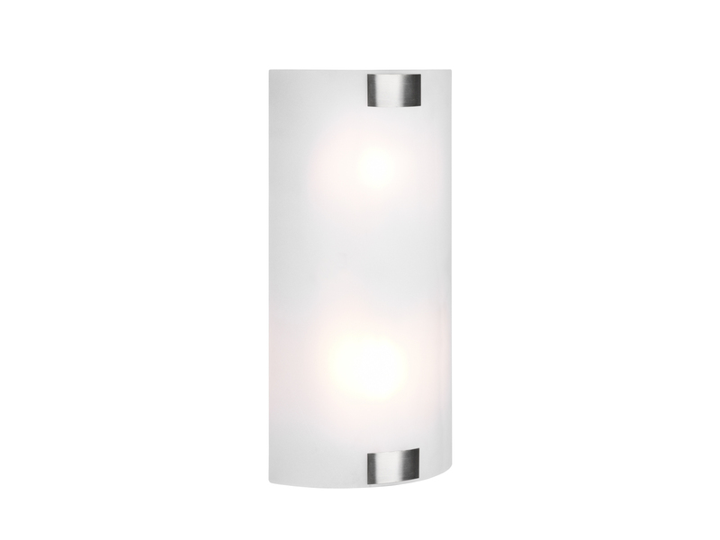Flache Wandleuchte PURA Glaslampenschirm Silber, Höhe 40cm