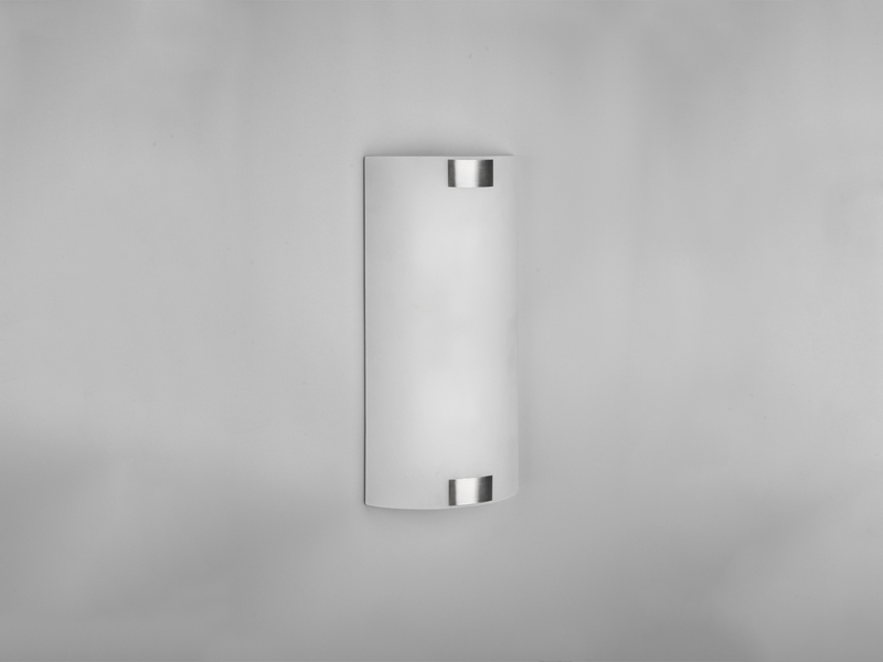 Flache Wandleuchte PURA Glaslampenschirm Silber, Höhe 40cm