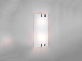Flache Wandleuchte PURA Glaslampenschirm Silber, Höhe 40cm
