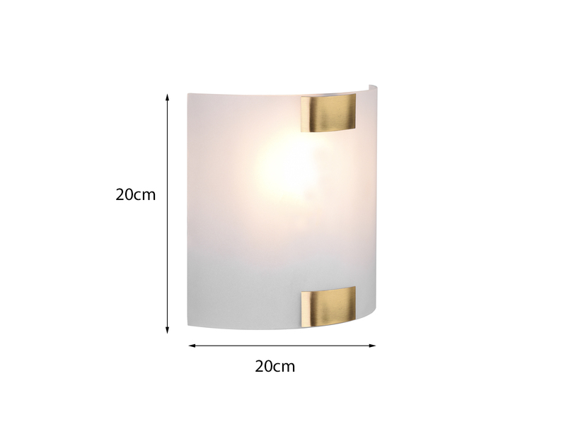 Flache LED Wandleuchte mit Glas Lampenschirm Weiß & Gold, 20 x 20cm