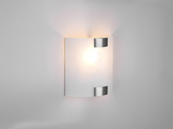 Flache LED Wandleuchte mit Glas Lampenschirm Weiß & Silber, 20 x 20cm