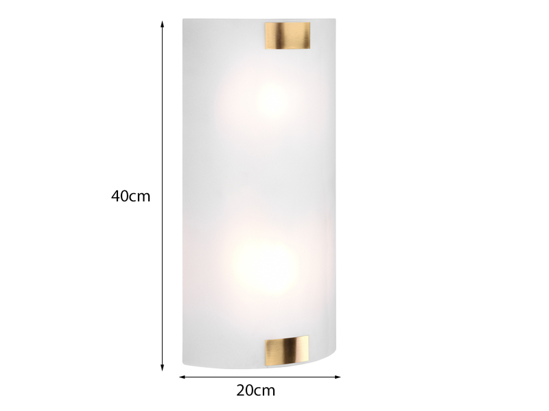 Flache LED Wandleuchte mit Glas Lampenschirm Weiß & Gold, 20 x 40cm