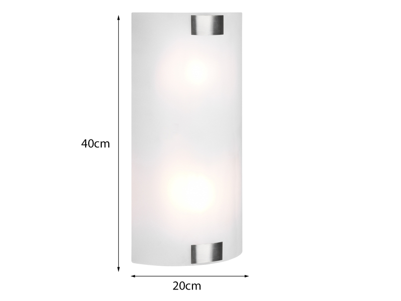 Flache LED Wandleuchte mit Glas Lampenschirm Weiß & Silber, 20 x 40cm