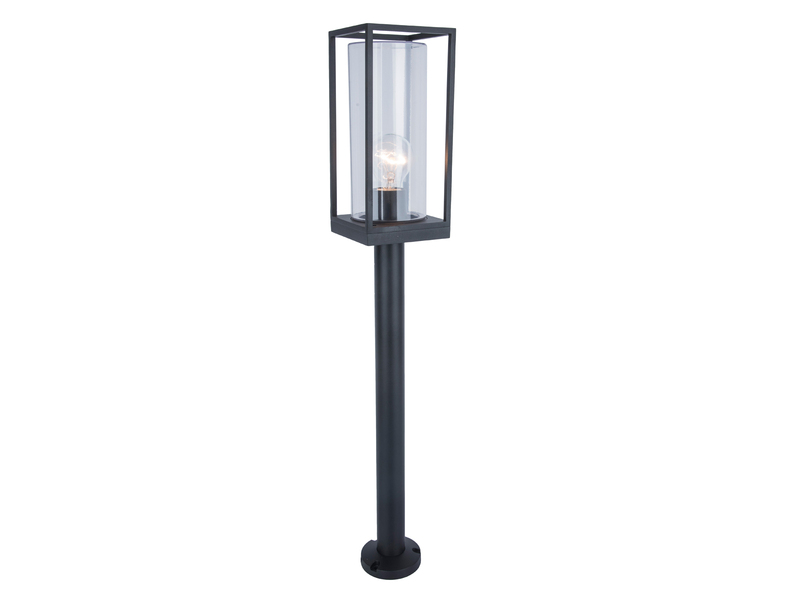 LED Außen Wegeleuchte Laternenoptik in Schwarz mit Glas, Höhe 75 cm
