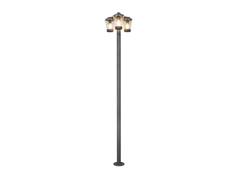 LED Mastleuchte Außen Kandelaber 3-flammig, Anthrazit, Höhe 220cm