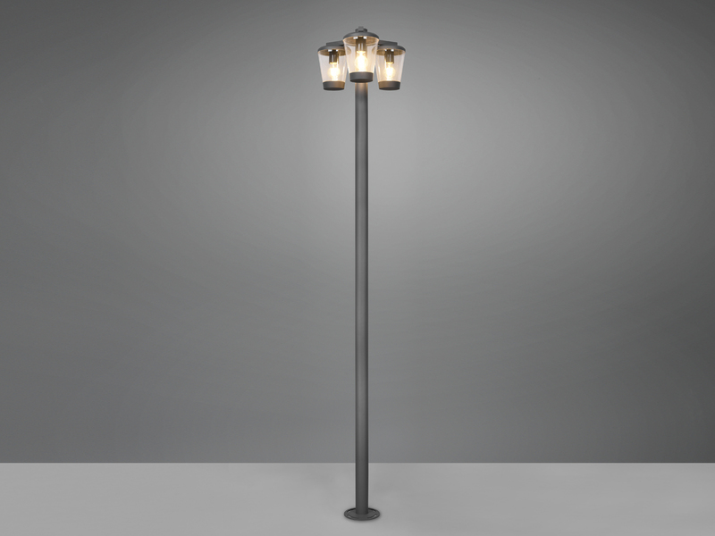 LED Mastleuchte Außen Kandelaber 3-flammig, Anthrazit, Höhe 220cm