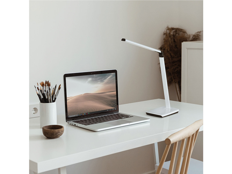 LED Schreibtischlampe BRIGHT Silber dimmbar & Tageslicht, Höhe 79cm