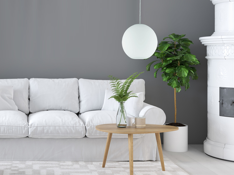 Pendelleuchte MOON 1-flammig mit Glaskugel Lampenschirm Opalglas, Ø 25cm