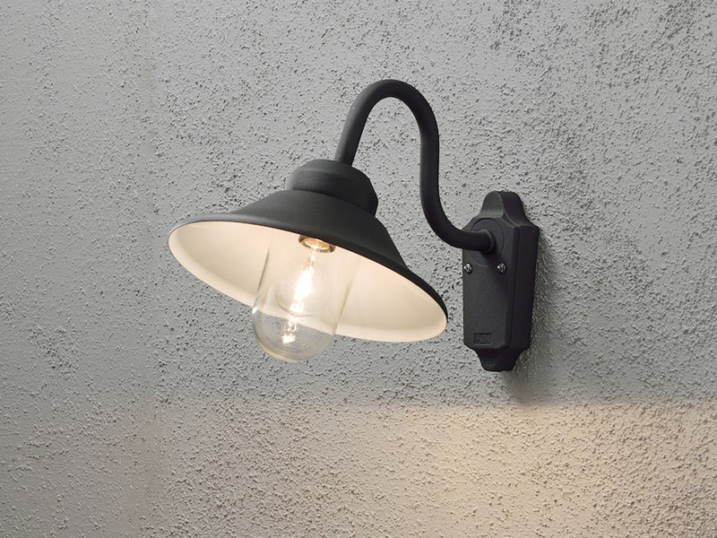 LED Außenwandleuchte im Landhausstil Aluminium Schwarz, Höhe 30cm