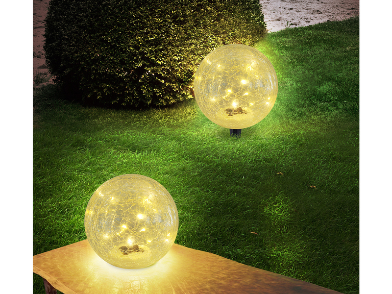 LED Solarkugel Garten - Glaskugel Ø 15cm mit Erdspieß, Bruchoptik