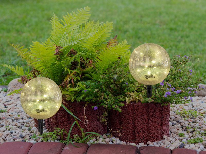 LED Solarkugel Garten - Glaskugel Ø 15cm mit Erdspieß, Bruchoptik