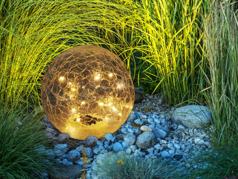LED Solarkugel Garten - Glaskugel Ø 25cm mit Erdspieß, Bruchoptik