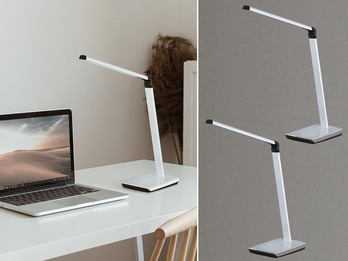 2er SET LED Schreibtischlampen Silber dimmbar & Tageslicht, Höhe 79cm