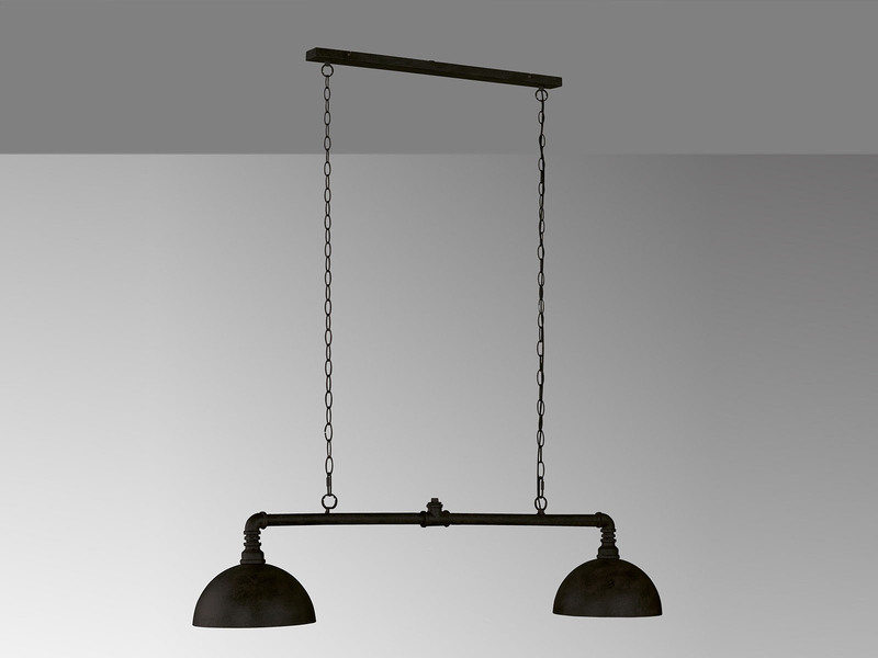 Pendelleuchte LEITUNG 2-flammig Industrial Style Schwarz Gold, Breite 87cm