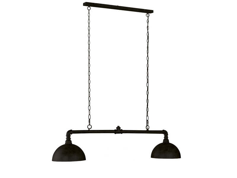 LED Pendelleuchte 2-flammig Industrial Schwarz Gold Design Rohr, Breite 87cm