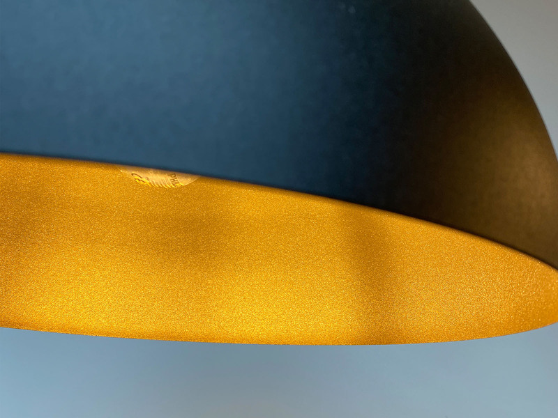 LED Pendelleuchte 2-flammig Industrial Schwarz Gold Design Rohr, Breite 87cm