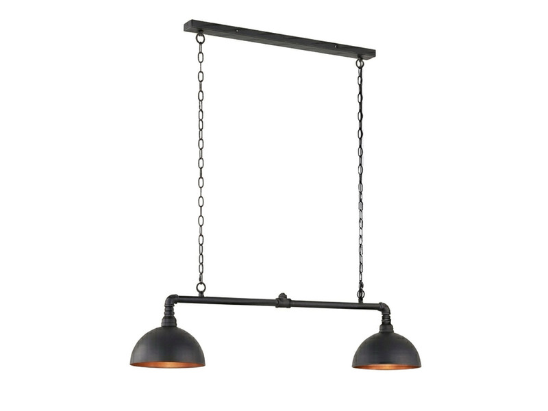 LED Pendelleuchte 2-flammig Industrial Style Schwarz Gold, Breite 87cm