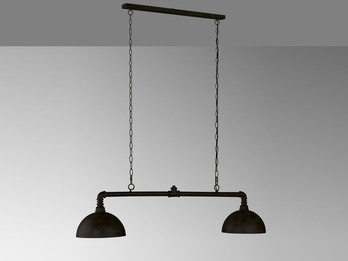 LED Pendelleuchte 2 flammig Industrial Schwarz Gold Design Rohr, Breite 87cm