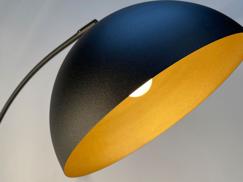 Bogenleuchte LEITUNG mit Lampenschirm Schwarz Gold, Höhe 200cm