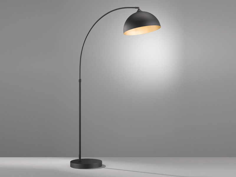 Bogenleuchte LEITUNG mit Lampenschirm Schwarz Gold, Höhe 200cm