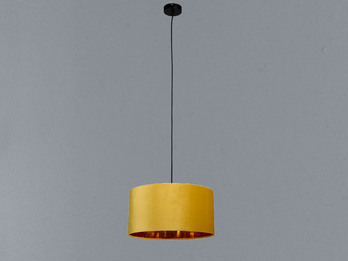 Pendelleuchte Vintage mit Lampenschirm Samt Gelb / Gold Ø 40cm