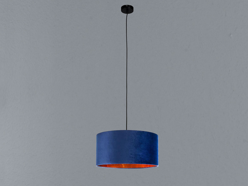 Pendelleuchte Vintage mit Lampenschirm Samt Blau / Gold Ø 40cm