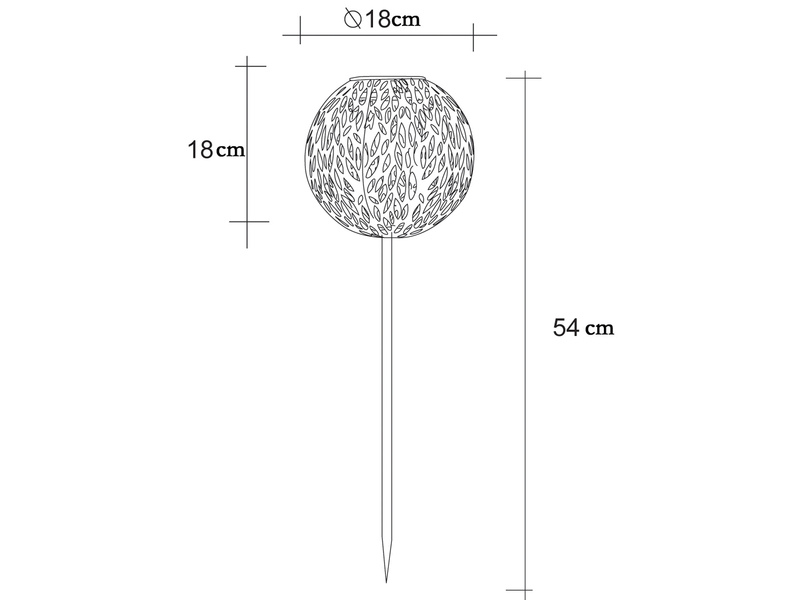 LED Metall Solarkugel Ø 18cm mit Erdspieß, Silber Antik