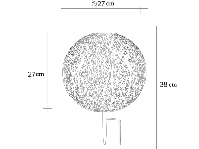 LED Metall Solarkugel Ø 27cm mit Erdspieß, Silber Antik