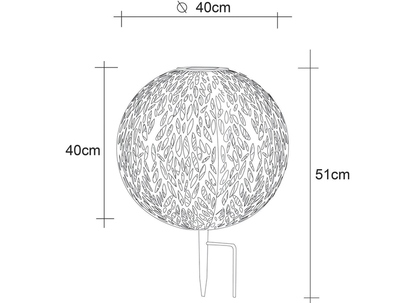 LED Metall Solarkugel Ø 40cm mit Erdspieß, Silber Antik