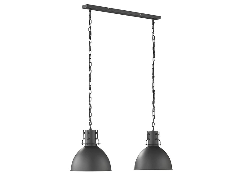 LED Pendelleuchte Industrial 2-flammig Schwarz / innen Silber, Breite 90cm