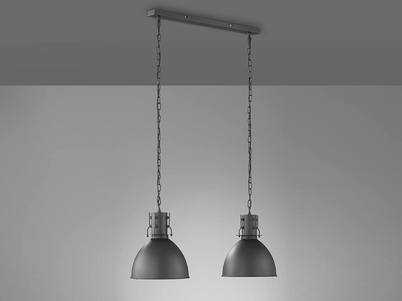 LED Pendelleuchte Industrial 2-flammig Schwarz / innen Silber, Breite 90cm