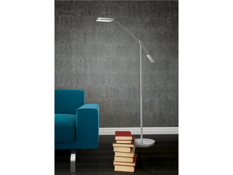 Kleine LED Stehleuchte VERONA dimmbar & schwenkbar in Silber, Höhe 126cm