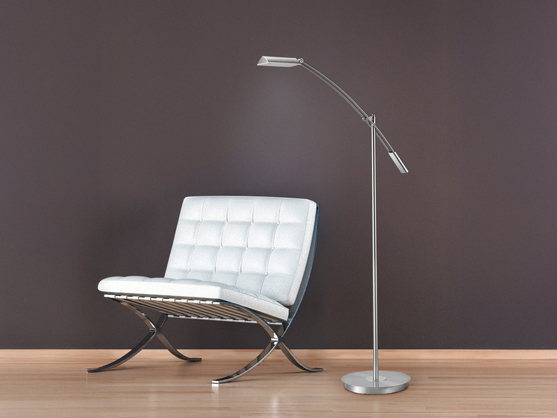Kleine LED Stehleuchte VERONA dimmbar & schwenkbar in Silber, Höhe 126cm