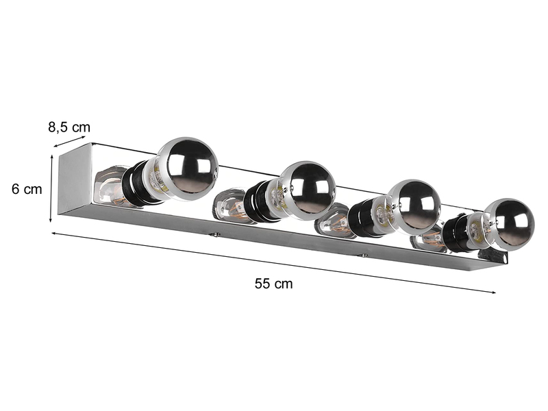 Retro LED Badezimmer Wandleuchte in Chrom 55cm - Spiegelleuchte