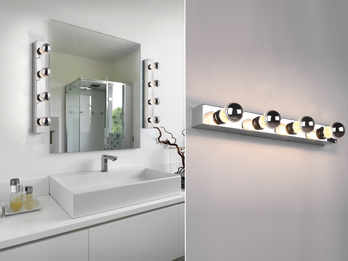 Retro LED Badezimmer Wandleuchte in Chrom 55cm - Spiegelleuchte